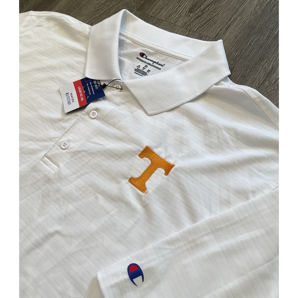 Tennessee Vols Champion Polo Shirt Mens XL NCAA White Short Sleeve New With Tags